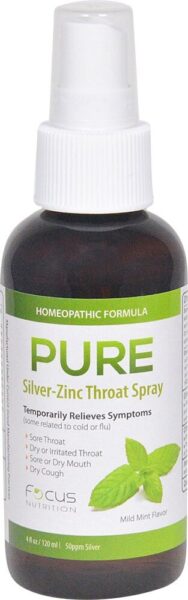 Pure Silver Zinc Throat Spray 4 Oz by Xyloburst